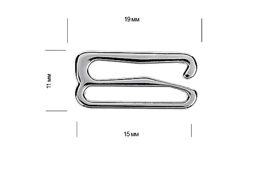Крючок для бюстгальтера, металл, никель, 15 мм