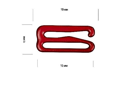 Крючок для бюстгальтера, металл, красный (SD163), 15 мм