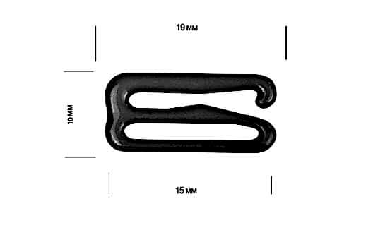 Крючок для бюстгальтера, металл, черный, 15 мм