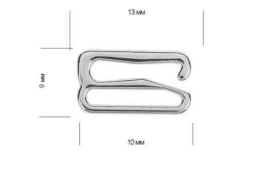 Крючок для бюстгальтера, металл, никель, 10х9 мм