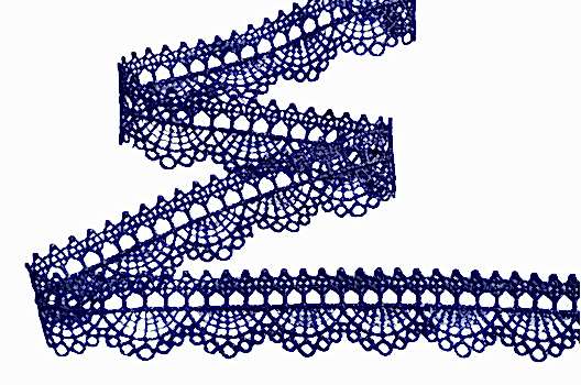 Кружево гипюр матовое, неэластичное, 35 мм, темно-синее