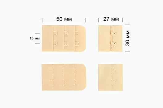 Застежка с крючками 3х2, бежевая, 30 мм