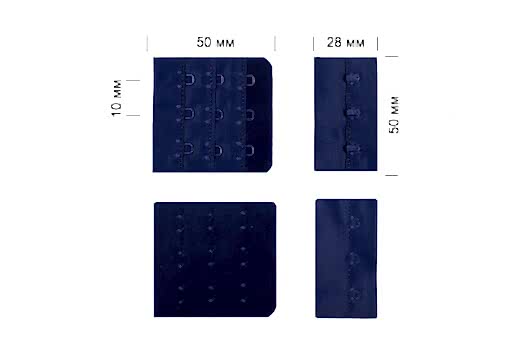 Застежка с крючками 3х3, темно-синяя (S919), Китай