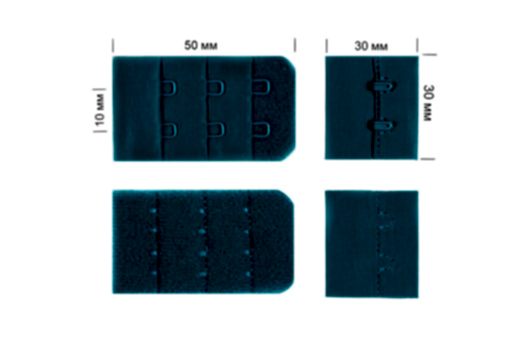 Застежка с крючками 3х2, изумрудно-синяя (F222)