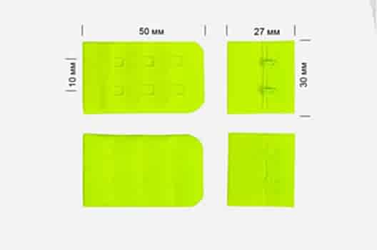 Застежка с крючками 3х2, зелено-желтый неон (F229)
