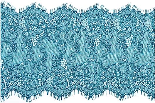 Кружево Шантильи с ресничками, неэластичное, 17 см, изумрудно-синее (F222)