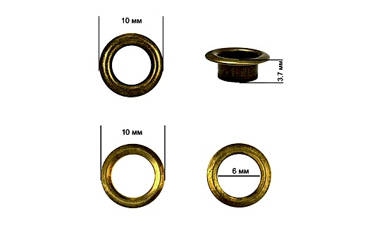 Люверсы для одежды N4 (6 мм), антик, 10 шт.