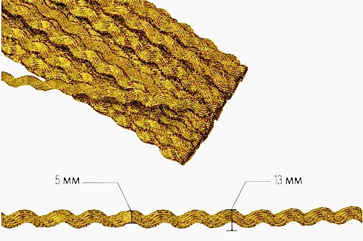 Тесьма металлизированная Вьюнчик, волна золотистая, 5 мм